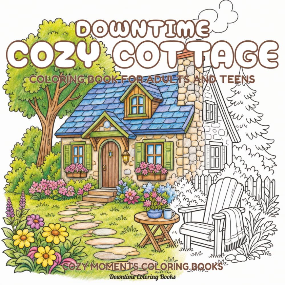 Downtime Cozy Cottage: Coloring Book for Adults and Teens (Cozy Moments Coloring Books)