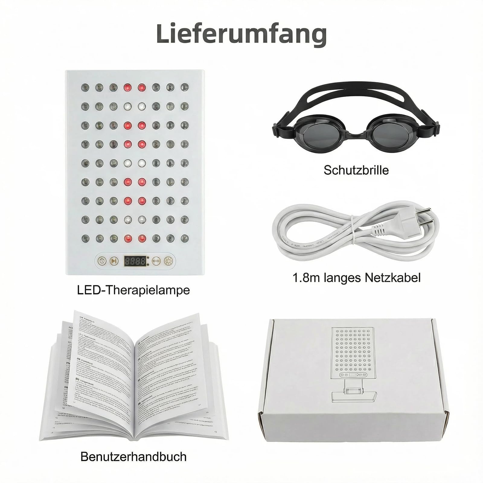 Rotlichttherapiegerät, Rotlichtlampe mit 1-30min Timer