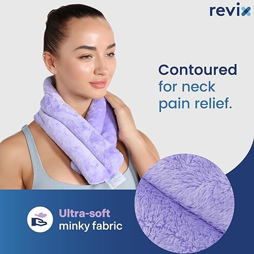 Miniatura 3 de REVIX Almohadilla térmica para el cuello para microondas, con calor húmedo para estrés, calentador de cuello para microondas para mujer, paquete