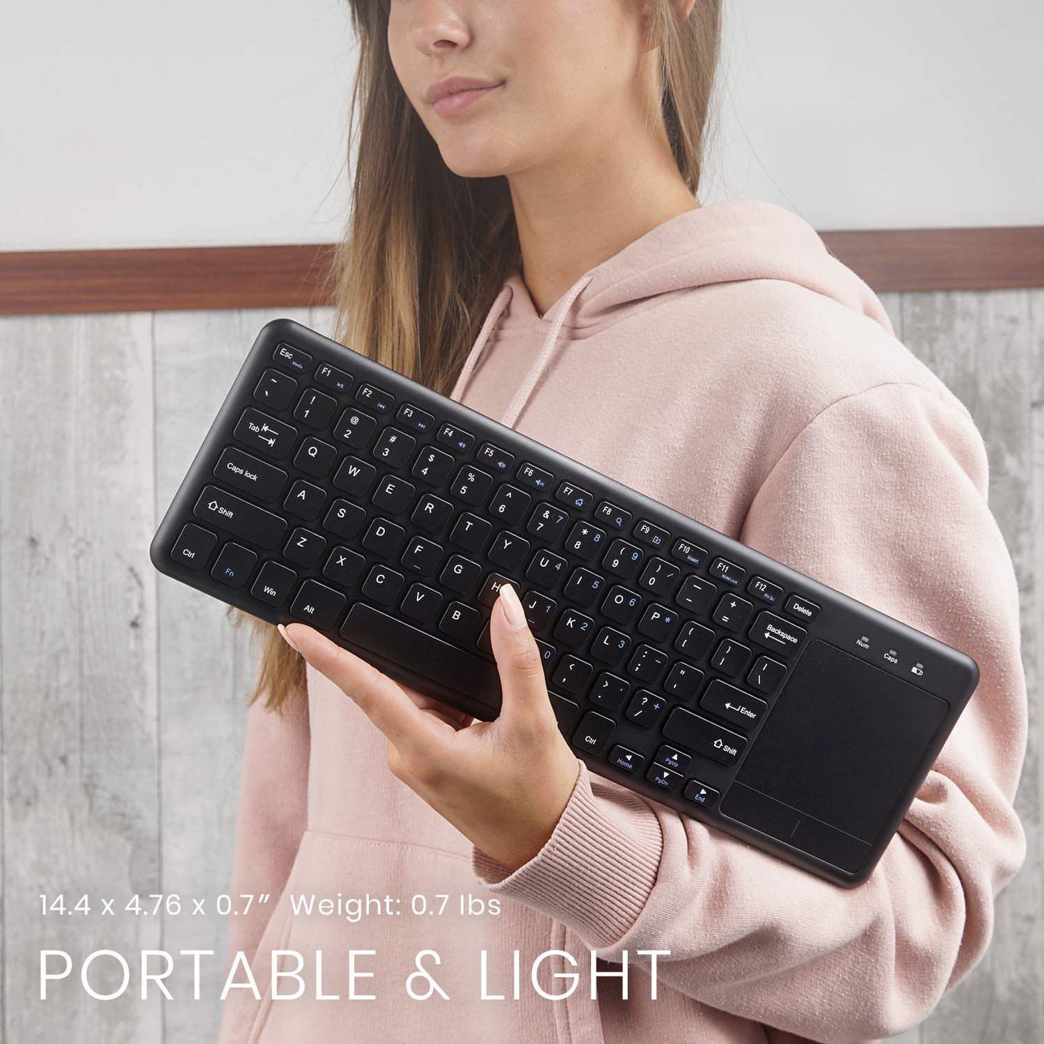Perixx PERIBOARD-716 bezprzewodowa klawiatura z touchpadem, klawisze nożycowe, czarna, US QWERTY
