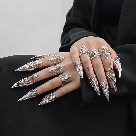 Knuckles Protectors Fingertip Rings Unique Metal Texture for Stage and Evening Party Statement Jewelry