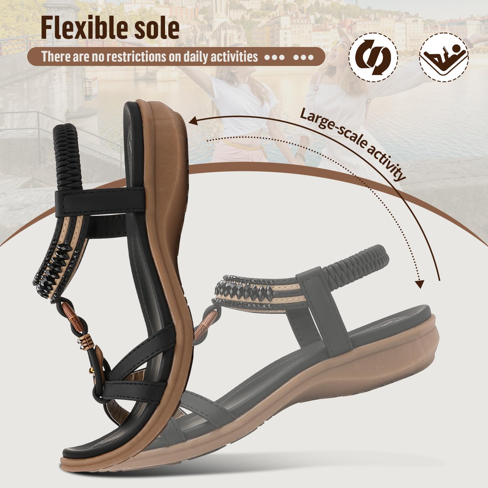 Sandalen Damen Sommer Flache Sandaletten Elegant Sandals Strand Schuhe