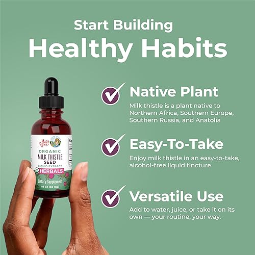 Miniatura 8 de MaryRuth Organics Gotas de extracto líquido de semilla de cardo mariano, 1 fl oz | 1,190 mg de semilla de cardo mariano | Silybum marianum | Sin