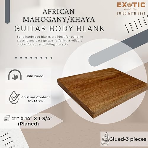 Miniatura 3 de Exotic Wood Zone  África Padauk Guitarra EléctricaBajo Musical Luthier Tonewood Cuerpo Blanks  21" x 14" x 1-34" - Pegado cepillado (3 piezas)