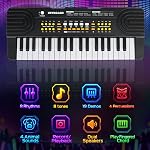 37 Key Upgraded Piano Clavier Jouet pour Enfants avec Microphone Noir, Portable, Électrique, Jouets d'instruments de musique, pour Garçons Filles Tout-petits Âge 3-7, Cadeaux de Noël