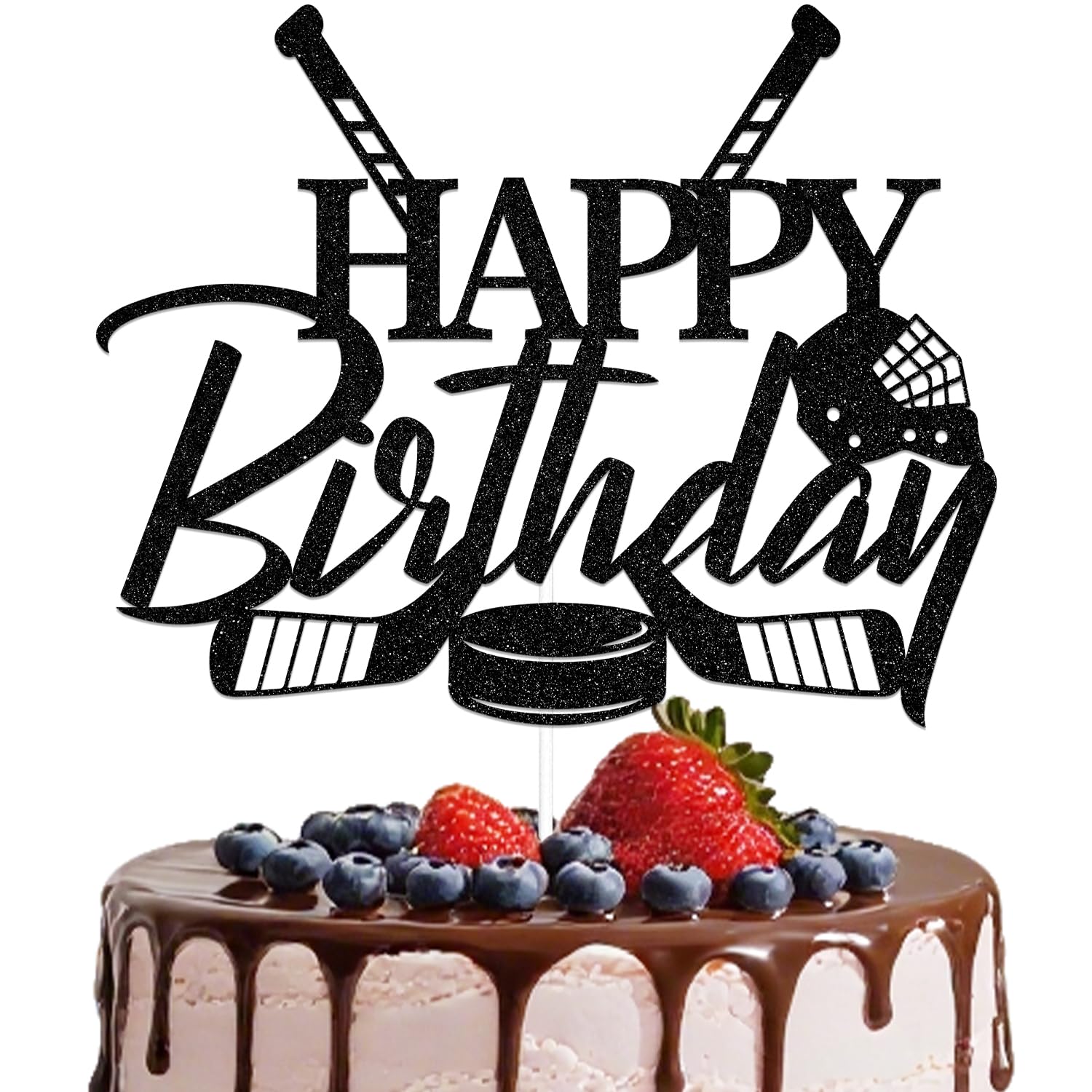 Hockey Happy Birthday Cake Topper - Hockey Birthday Decorations