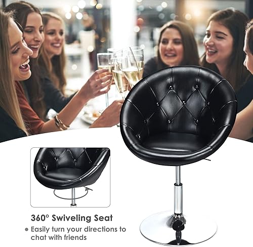 Miniatura 6 de WATERJOY Silla giratoria de tocador con respaldo, silla de maquillaje moderna de altura ajustable con marco cromado para bar y bar