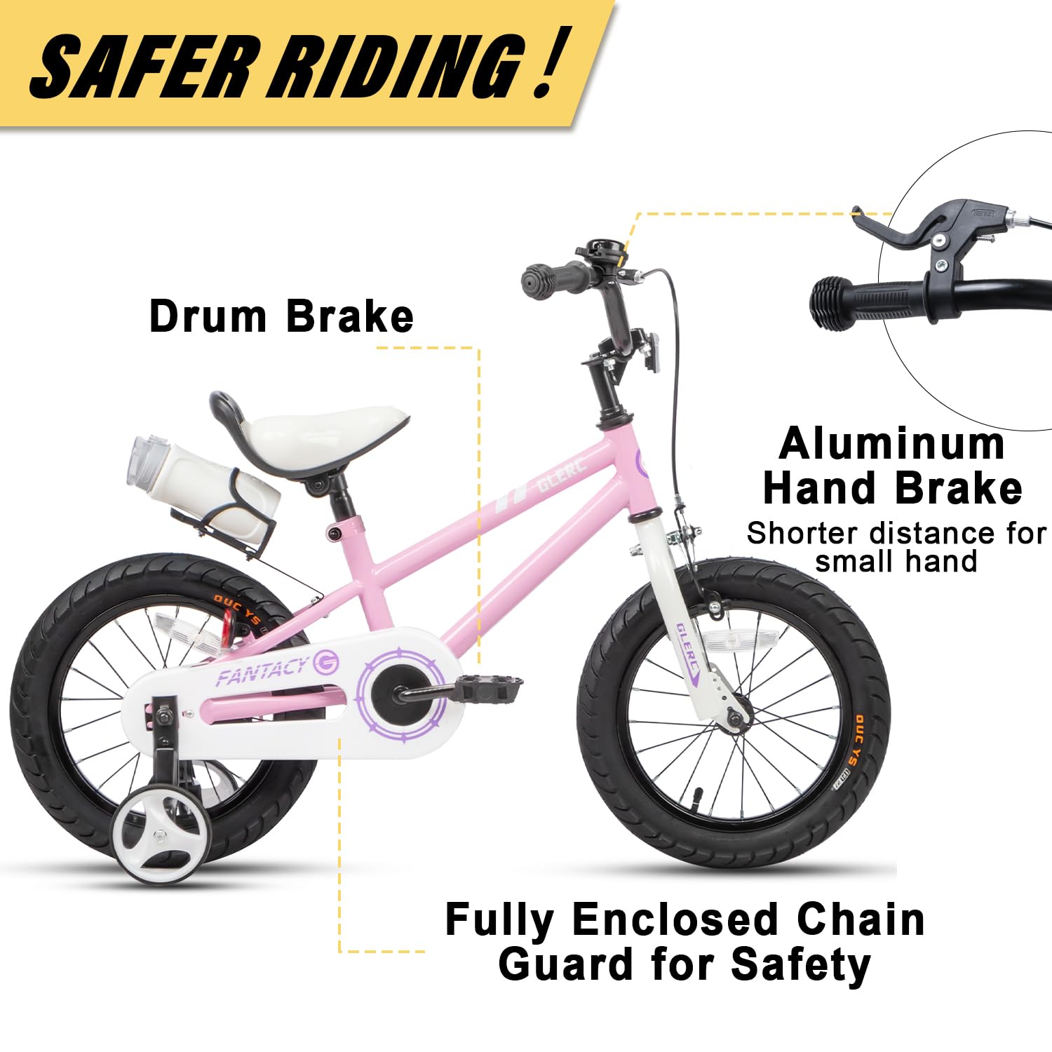 Glerc Fantacy 12 14 16 18 20 Pouces Vélo Enfant pour 2-14 Ans avec phares & Kickstand pour Cadeau d'anniversaire, Plusieurs Couleurs