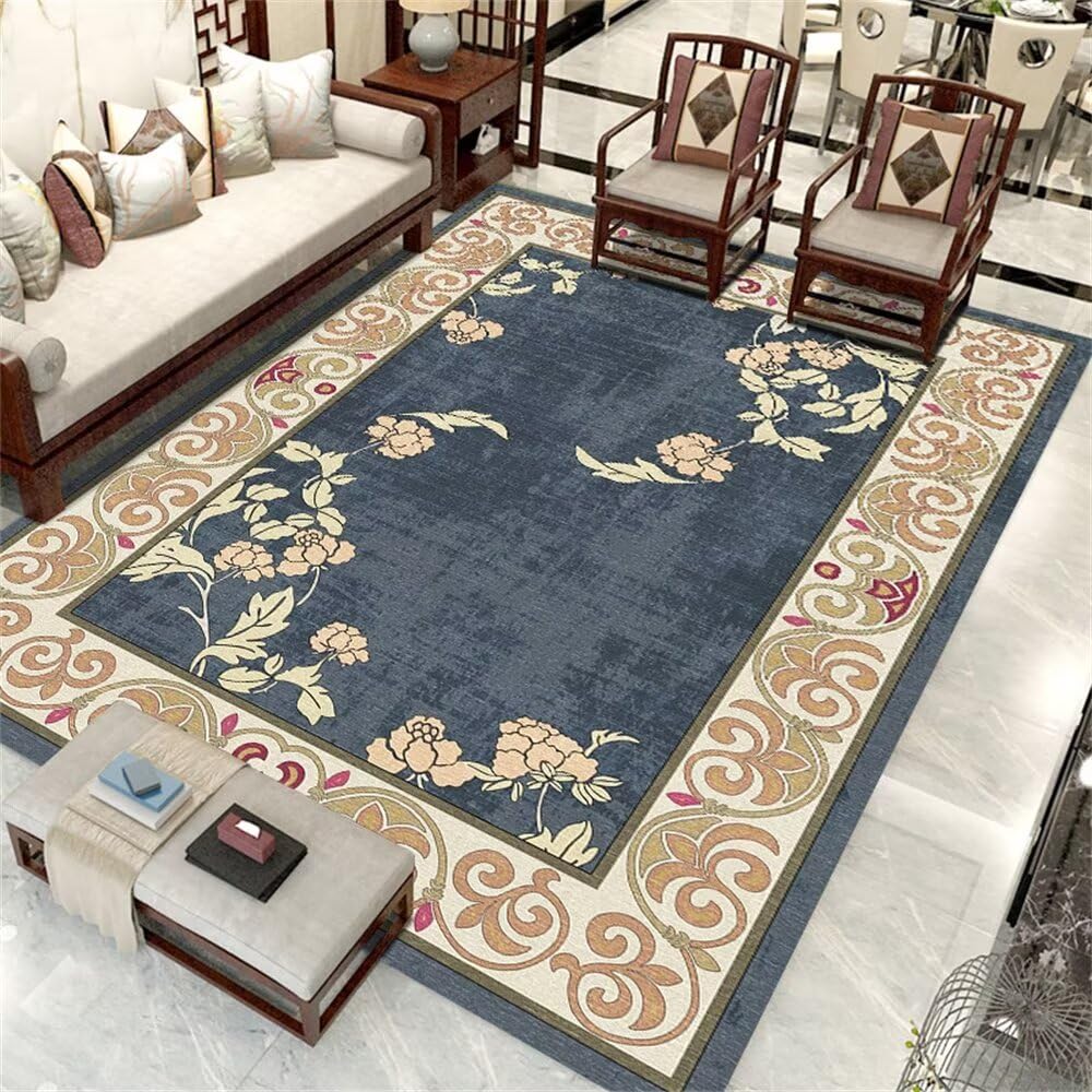 Tapis confortable et durable bleu decoration chambre 200x250