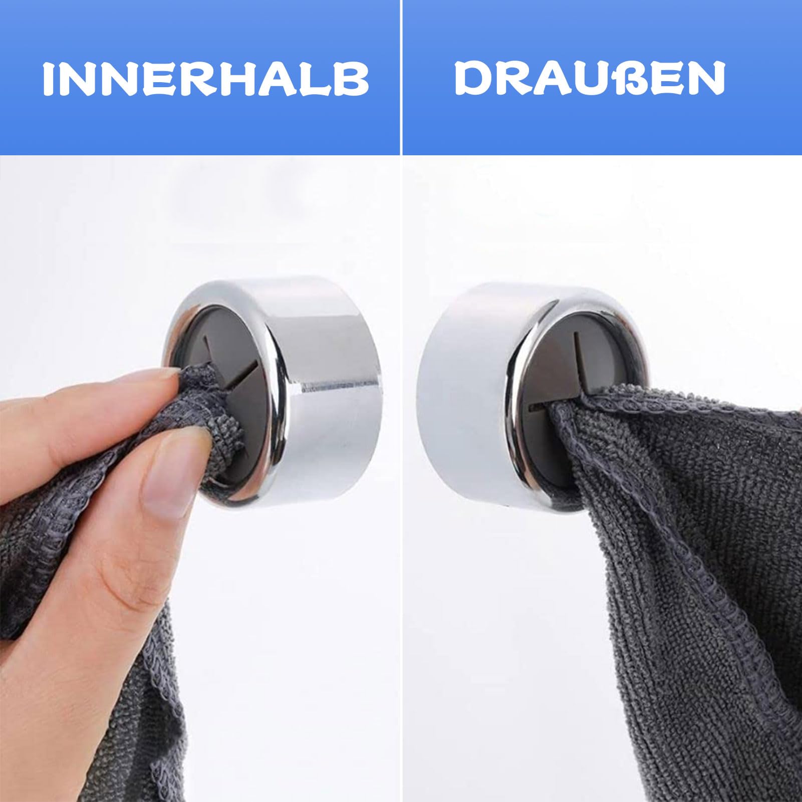 Aikzik 4 stuks handdoekhouder zonder boren, zelfklevende haken, extra sterk, handdoekhaak roestvrij staal voor badkamer en keuken
