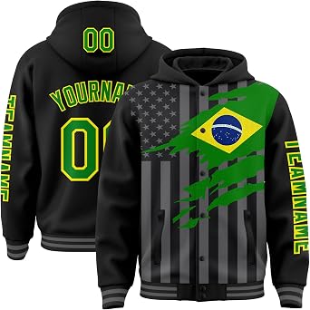 Custom Varsity Hoodie Jackets Personalized Baseball Letterman Jacket Stitched Team Name Number for Men Women Youth