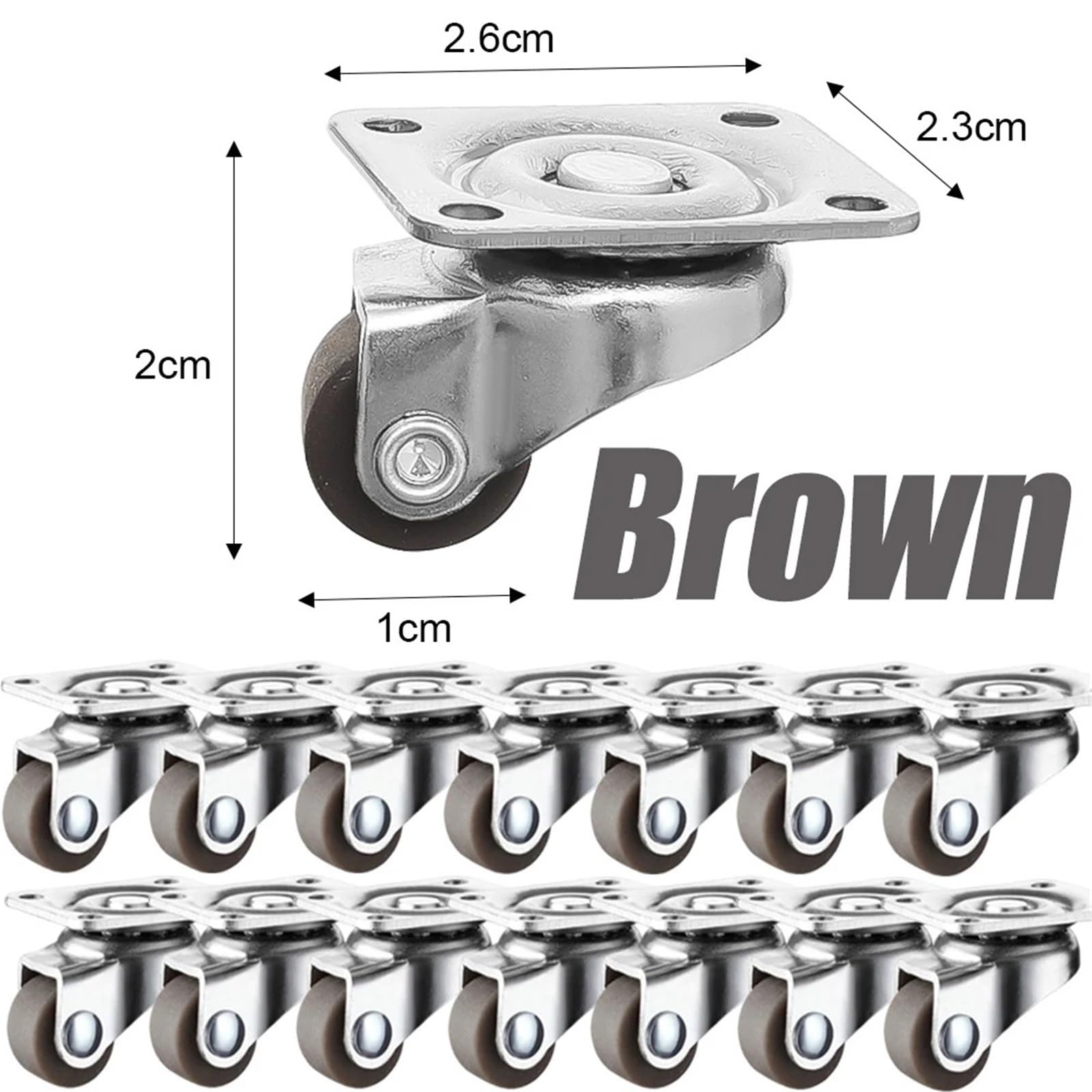 Universelle Möbelrolle mit weichem Gummi, 360° drehbarer Riemenscheiben-Hardware(Brown,24PCS)