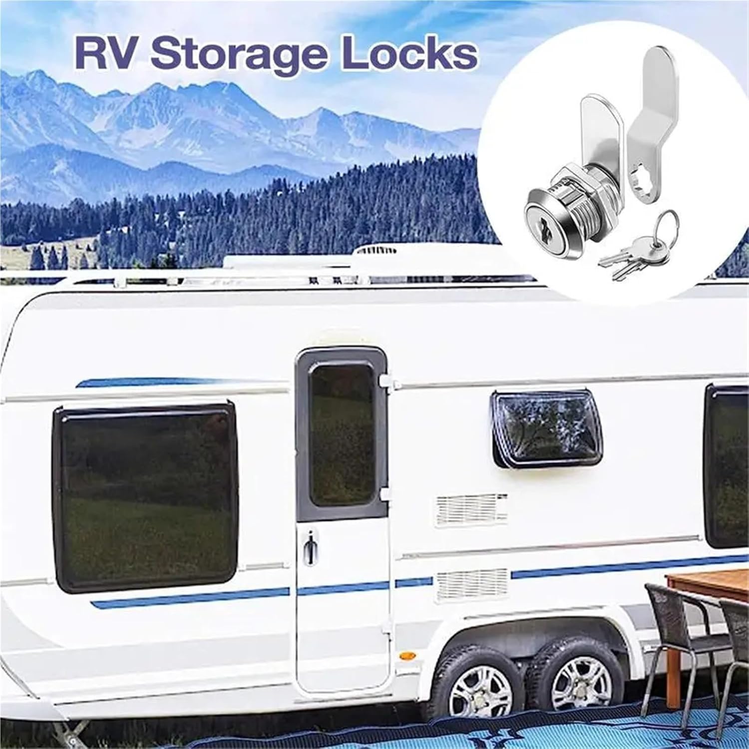 Tool Box Lock 4 Set Camper Car Push Lock RV Caravan Boat Motor Home Cabinet Drawer Latch Button Locks for Furniture Hardware Accessories