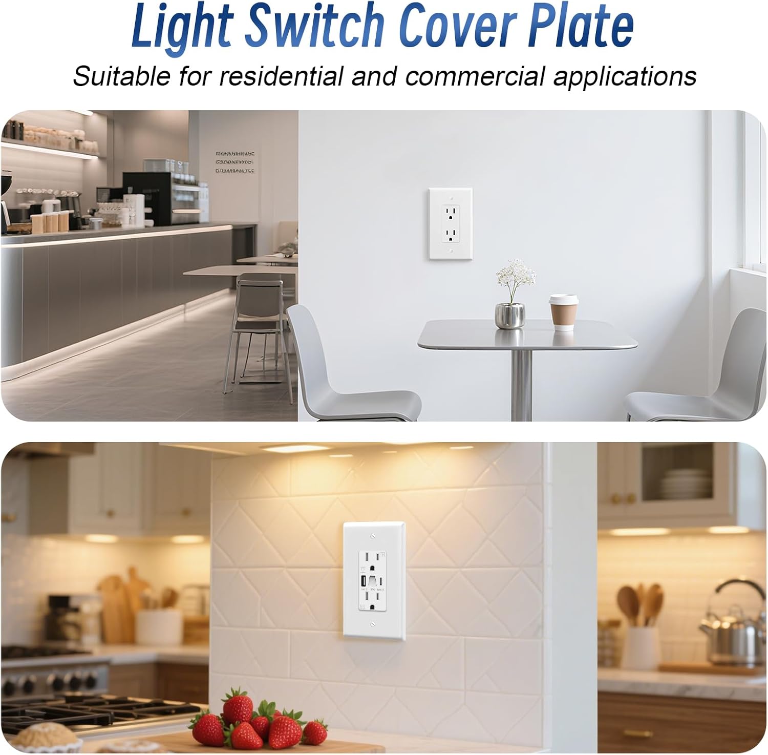 Jumbo Decorator Wall Plate Covers 1-Gang Oversize Outlet Cover Plate 5.5" x 3.5" Impact Resistant for Electric Outlets Light Receptacle Outlets GFCI Switches, White (40 Pack)