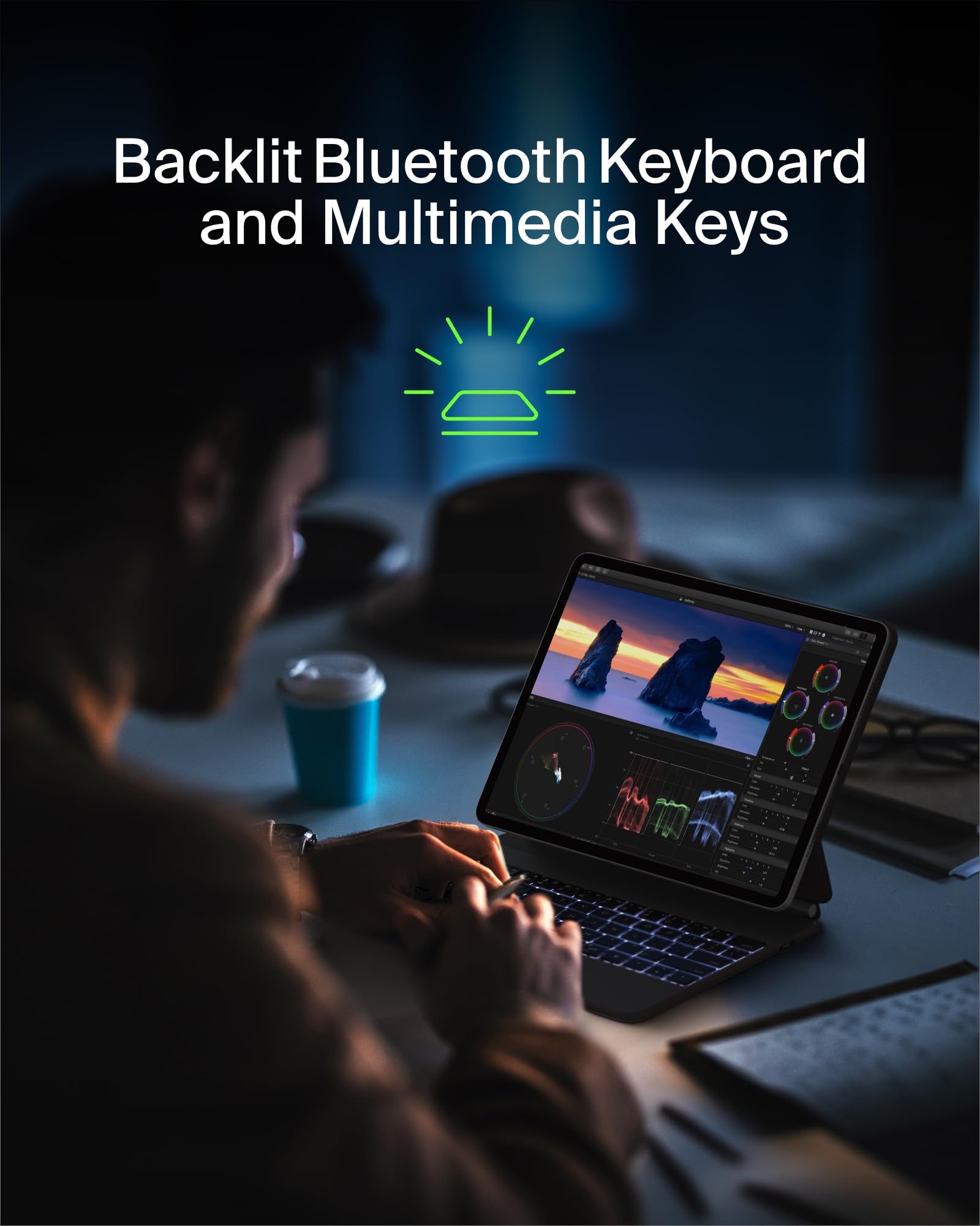 Belkin Pro Keyboard Case w/Magnetic Stand, Backlit Bluetooth Keyboard, Multi-Gesture Controls, Magnetic Apple Pencil Storage Compatibility, & Multimedia Keys for iPad Pro 13" (M4/M5) - Black