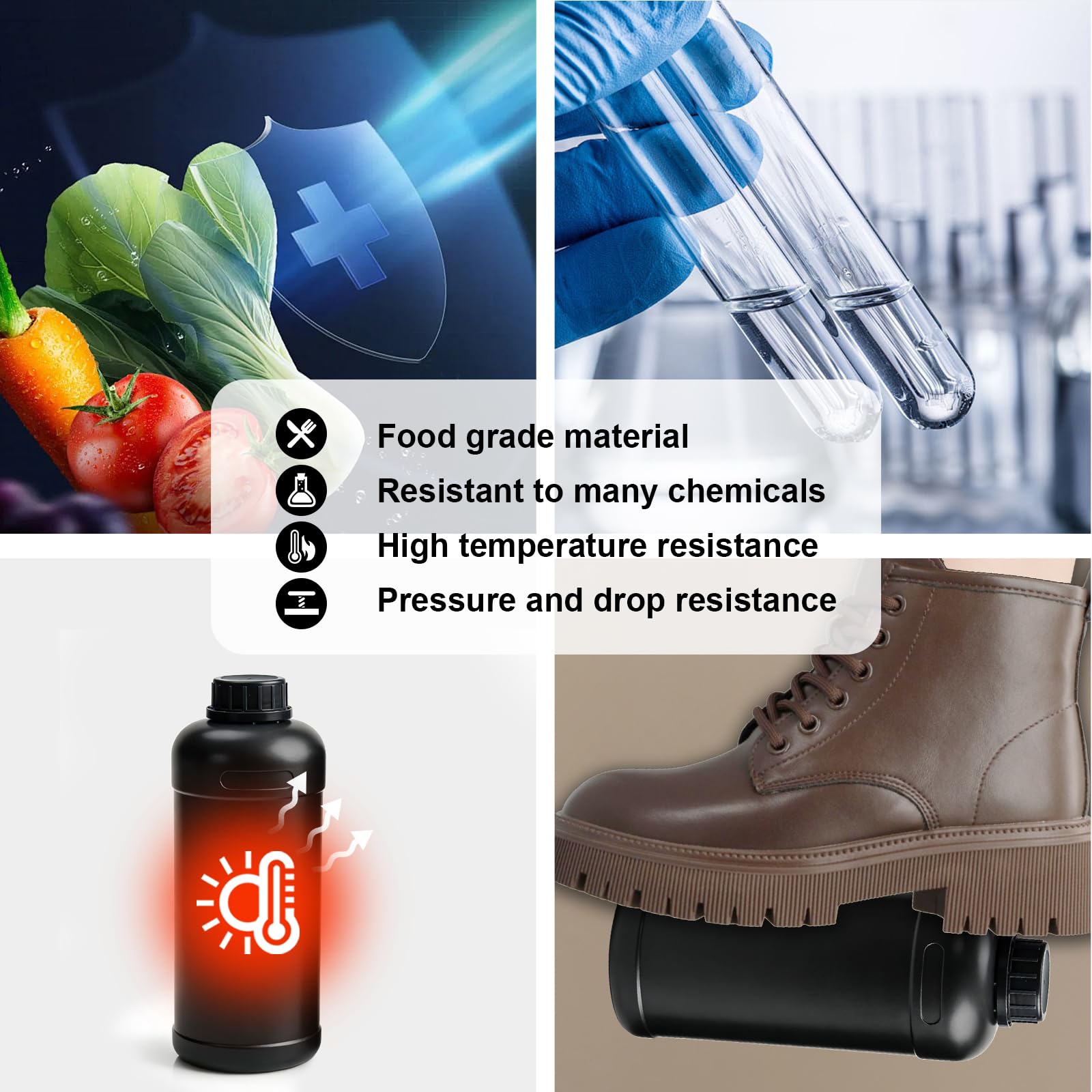 2 x 1000 ml butelki do napełniania, butelki do przechowywania chemikaliów fotograficznych, butelka do picia, pojemnik na wodę (czarny)