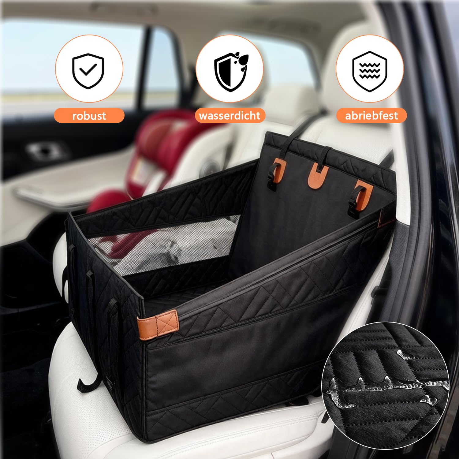Asiento trasero para perros medianos y grandes, asiento de seguridad con correa de fijación