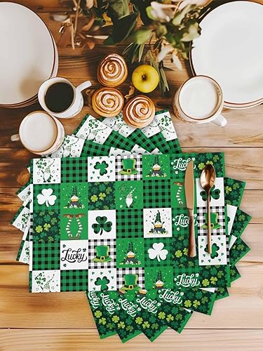 Vista 133 de Juego de 6 manteles individuales rojos para el día de San Valentín, diseño de corazón de San Valentín, resistentes al calor, lavables, manteles