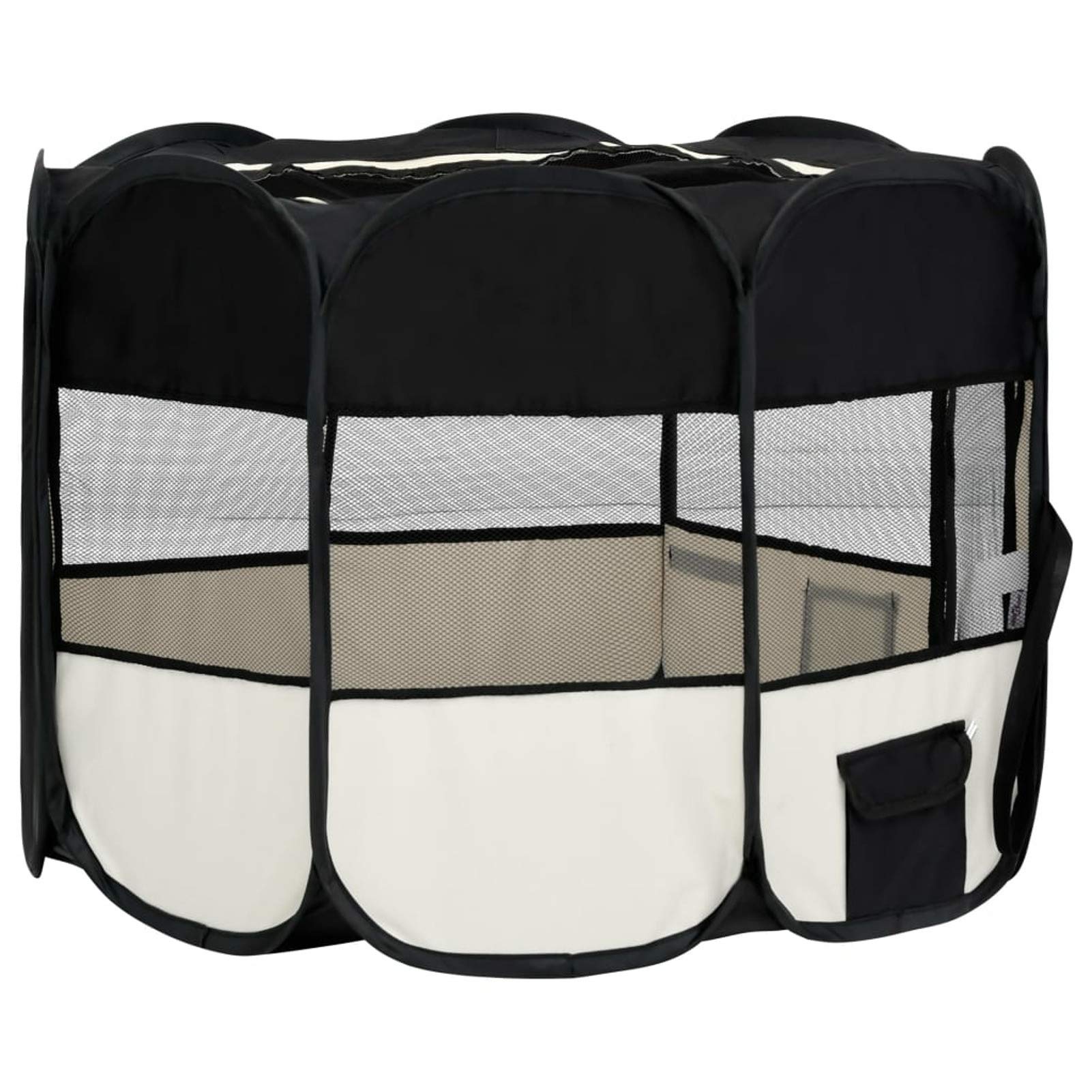 Recinto per Cani Box per Cani Recinto Cani Box per Cani da Esterno Recinzione per Cani Box per Cani Pieghevole con Borsa Trasporto Nero 90x90x58 cm