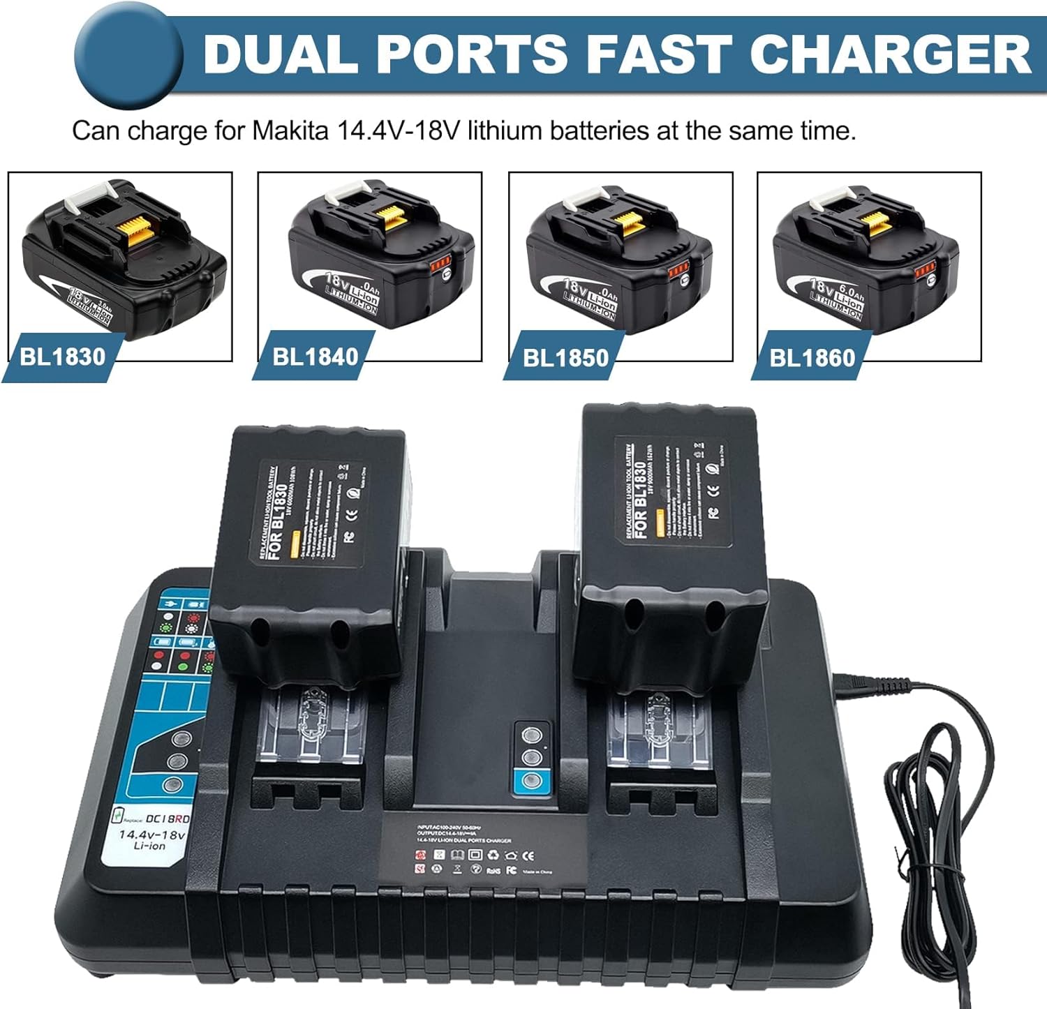 TURPOW Upgraded 8.0Ah Replacement for Makita 18V Battery & Double Rapid Charger Combo, Compatible with Makita 18 Volt Batteries BL1815 BL1830 BL1840 BL1850 BL1860 for LXT Lithium ion Cordless Tools - Image 7