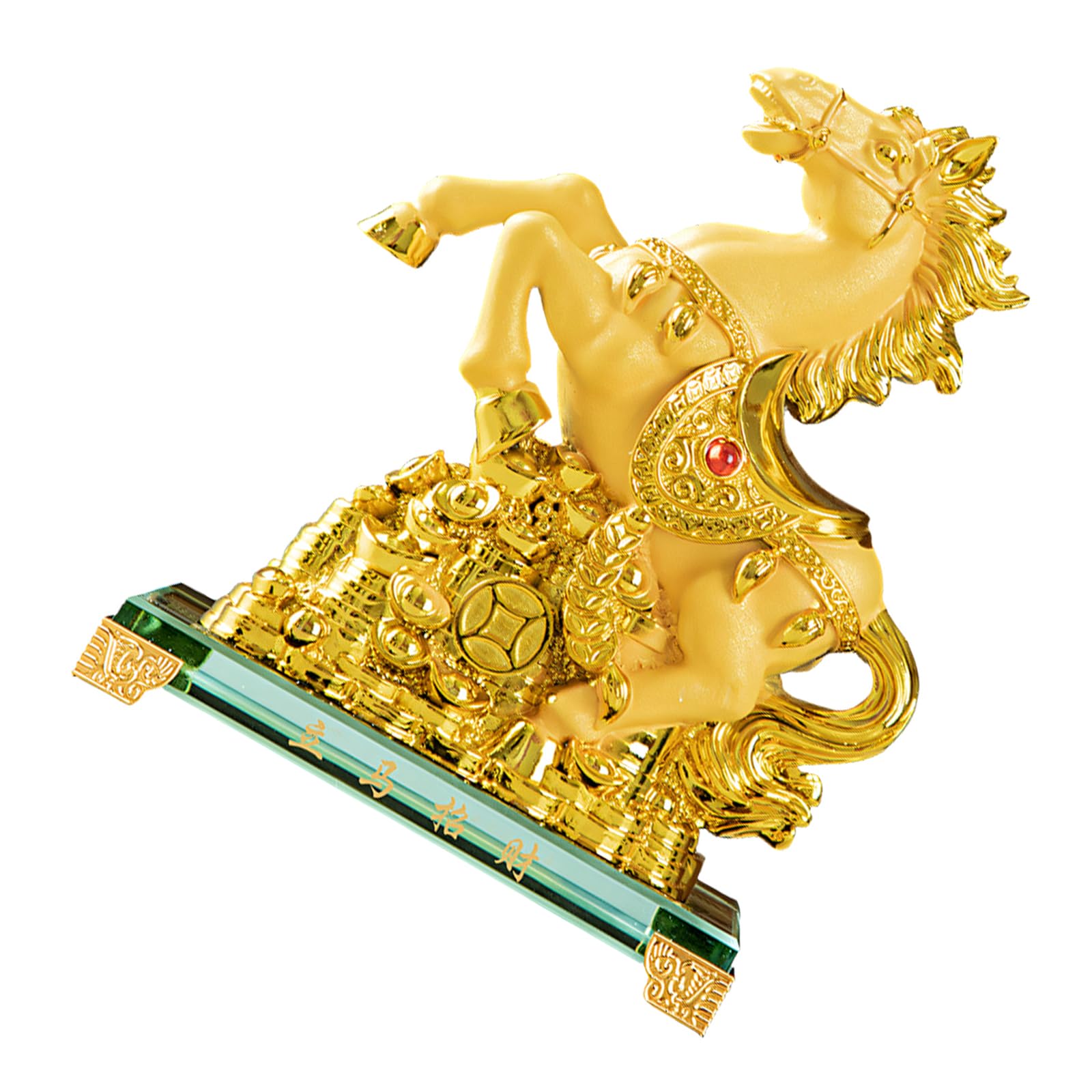Hsioluted Golden Resin Feng Shui Horse Success Statue Chinese Animal Home Table Decoration for Luck Wealth Decoration Resin Horse Sculpture Home