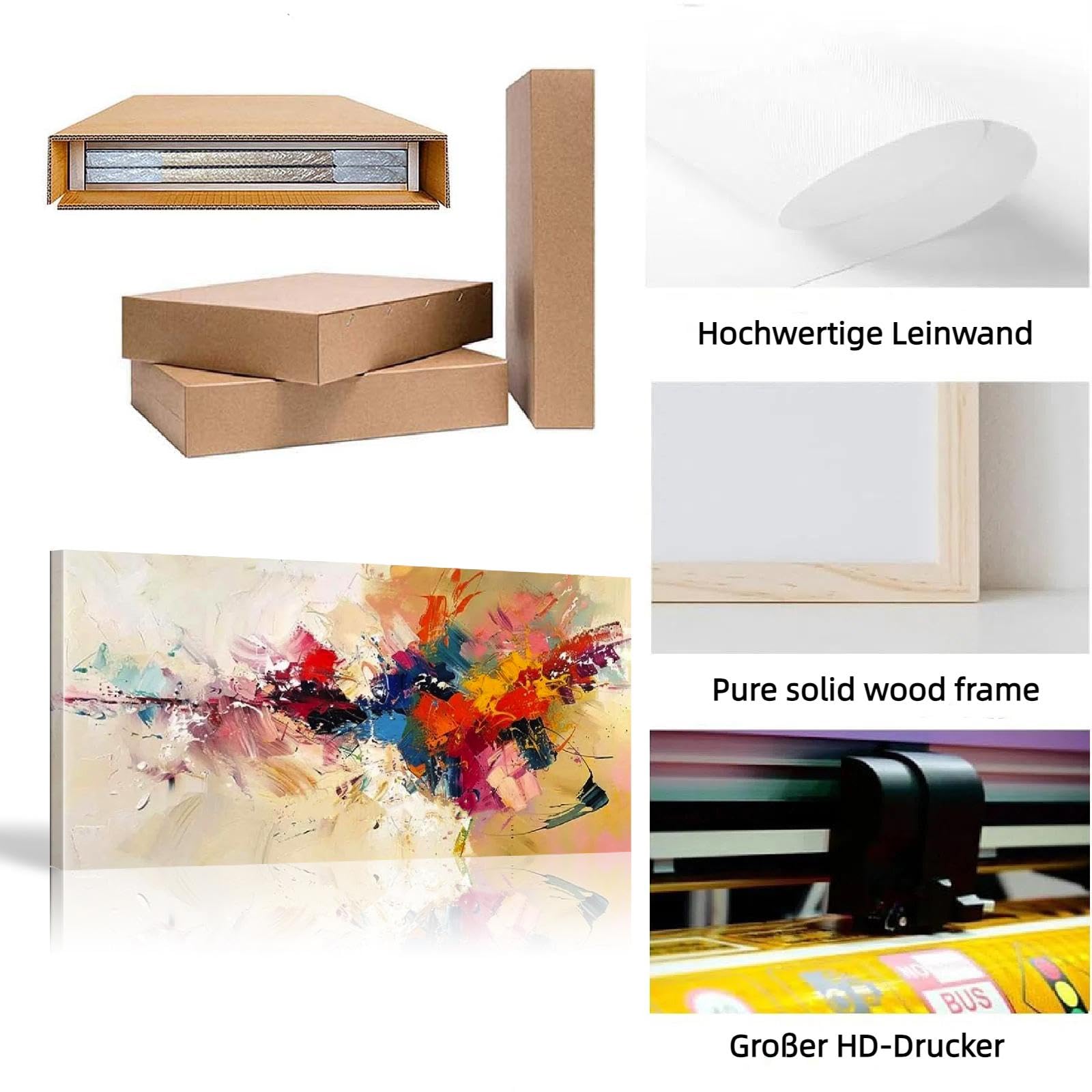 Modern Wandbilder Bunt Abstrakt Bild auf Leinwand Groß XXL Wandbild Wohnzimmer Schlafzimmer Kunstdruck Wanddekoration Modern Abstrakt Kunst Leinwandbild (Mit Rahmen, 140x70 cm)