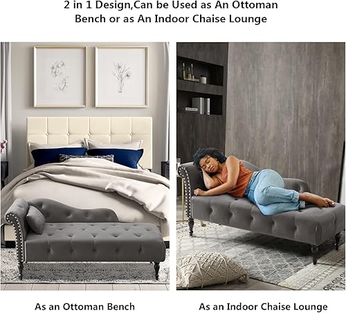 Miniatura 48 de Setawix Tumbona de terciopelo para interiores con almacenamiento para sala de estar, dormitorio, oficina, extremo de brazo enrollado de la cama,