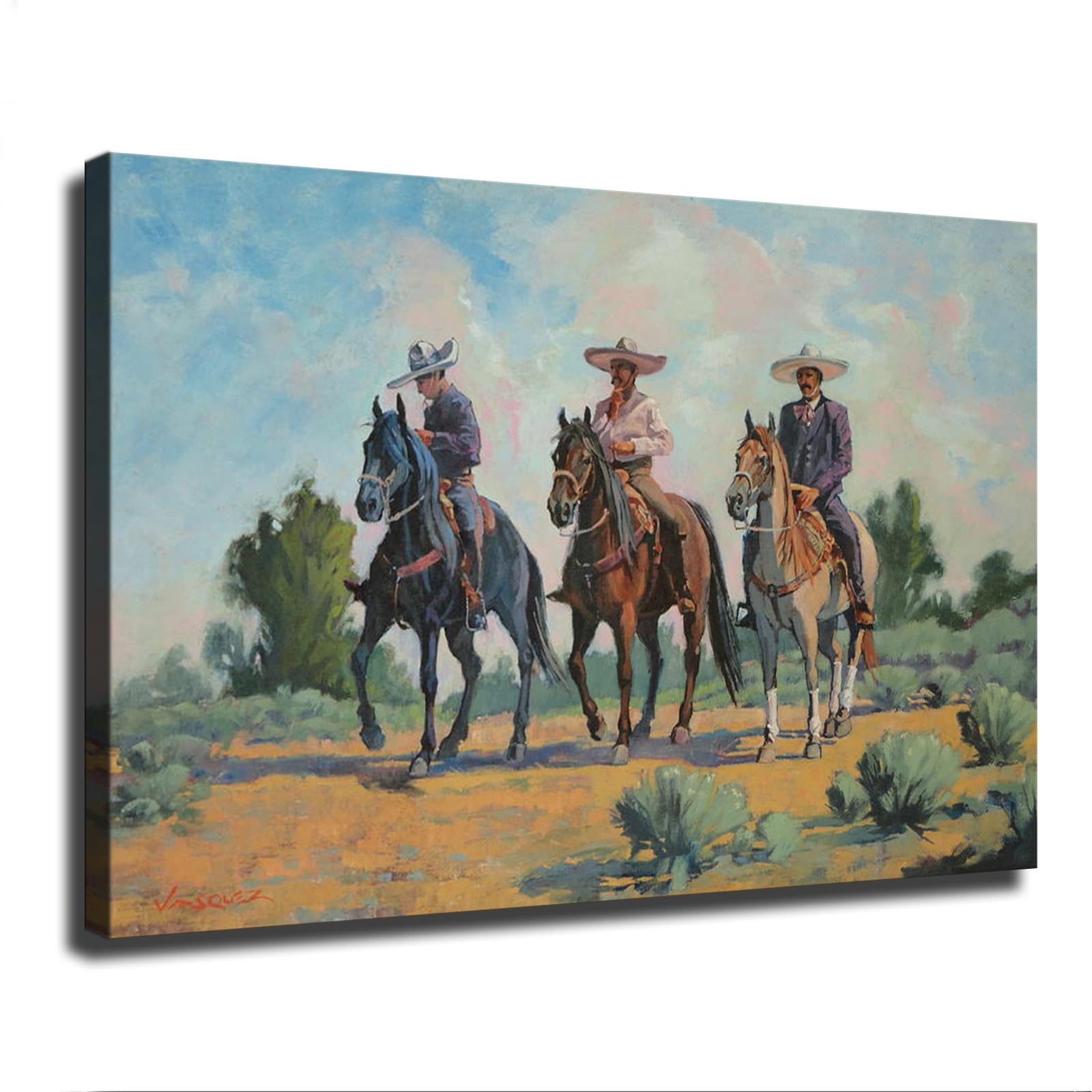 Cuadros Decoracion Salon Vaquero Caballo Sombra Lienzos Decorativos 120x80cm Cuadro Sobre Lienzo Moderno Dormitorio Cocina Cuadros Pared Imágenes Wall Art Prints Decor Canvas Grande XXL AA120x80-4620