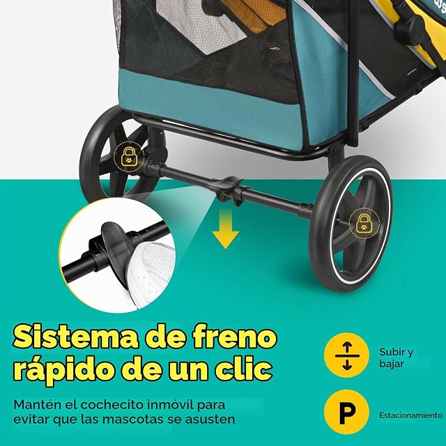 Foto 6 de 8 de Petbobi Cochecito para perros de gran tamaño, carro para perros fácil de plegar con doble entrada