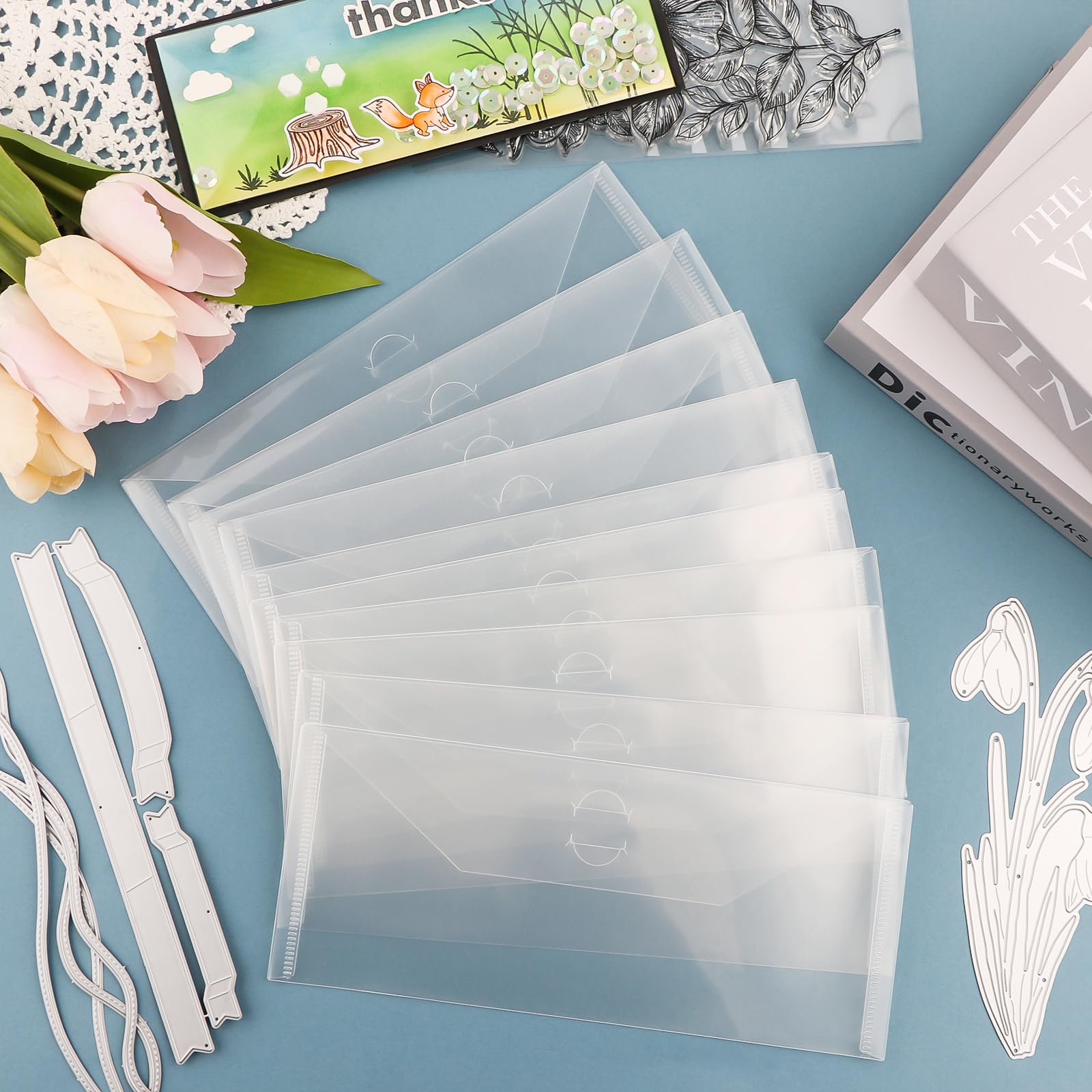 OTCRAFT 30 Pieces Clear Die & Stamp Plastic Storage Bag - Image 4