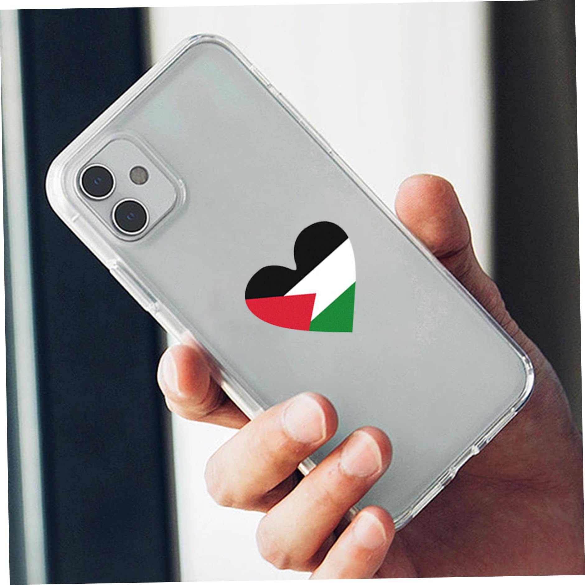 Autocollant Cœur Drapeau Palestine 20 Cm - Vinyle Résistant Aux Intempéries Pour Voiture, Casque, Fenêtre - 4