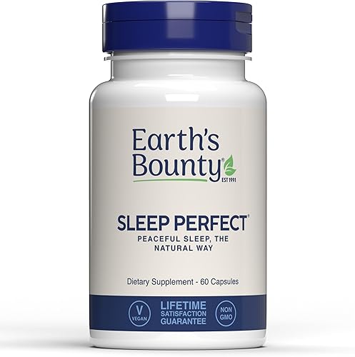 Earth's Bounty Sleep Perfect - Ayuda natural para dormir - Hecho con extractos de hierbas y L-teanina - Sin aturdimiento - 60 unidades