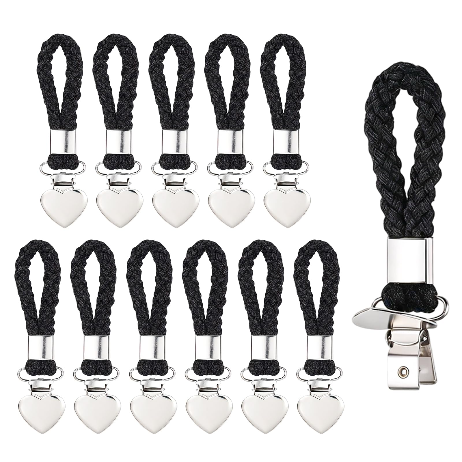 12 Pack Heart Shape Towel Clips, Towel Hooks, Braided Loop No-Sew Tea