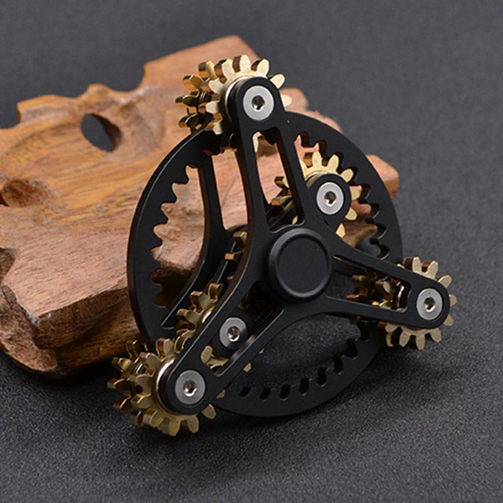 Amazon ハンドスピナー 指スピナー 黄銅製 ギヤが連動 複数のベアリング 高速回転 指先こま スピン Fidget Spinner Hand Spinner Edc Add Adhd 子供大人に適用 ボールベアリング おもちゃ 12ベアリング 黒 ハンドスピナー おもちゃ