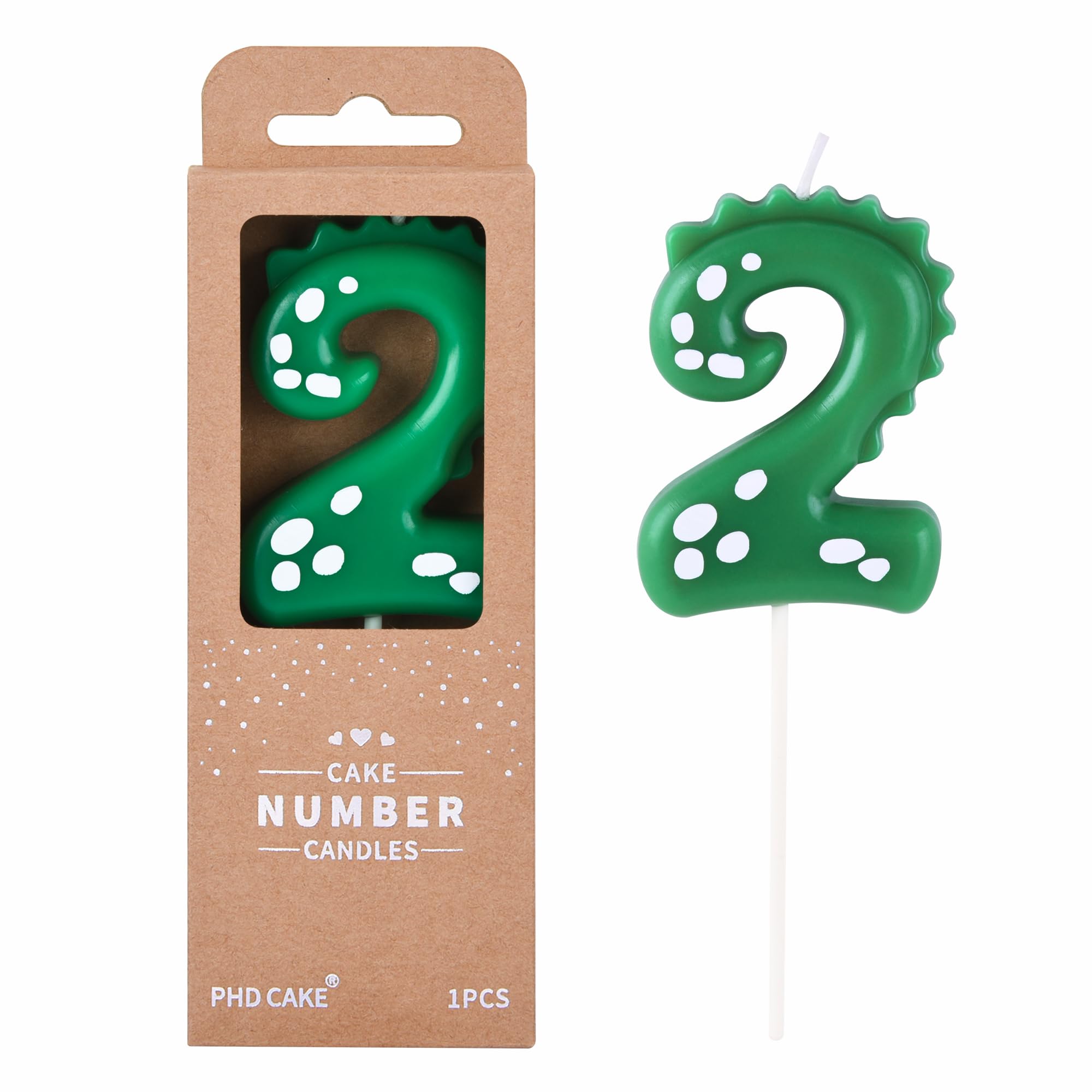PHD CAKE 2.76 Inch Green Dinosaur 2 Number Birthday Candles, Dinosaur Number Candles, Cake Number Candles, Party Celebration