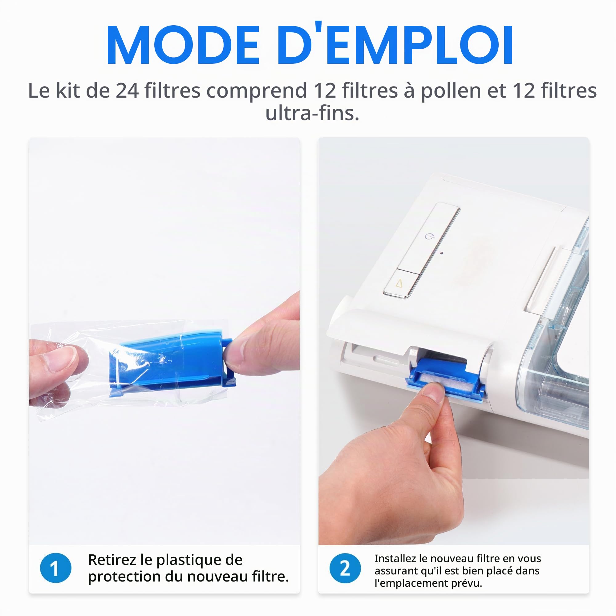 24PCS Filtres pour Dream Station 1, Comprenant 12 Filtres à Pollen Assemblés et 12 Filtres Ultra-fins, Filtres CPAP de Remplacement Fournis par BlessEase