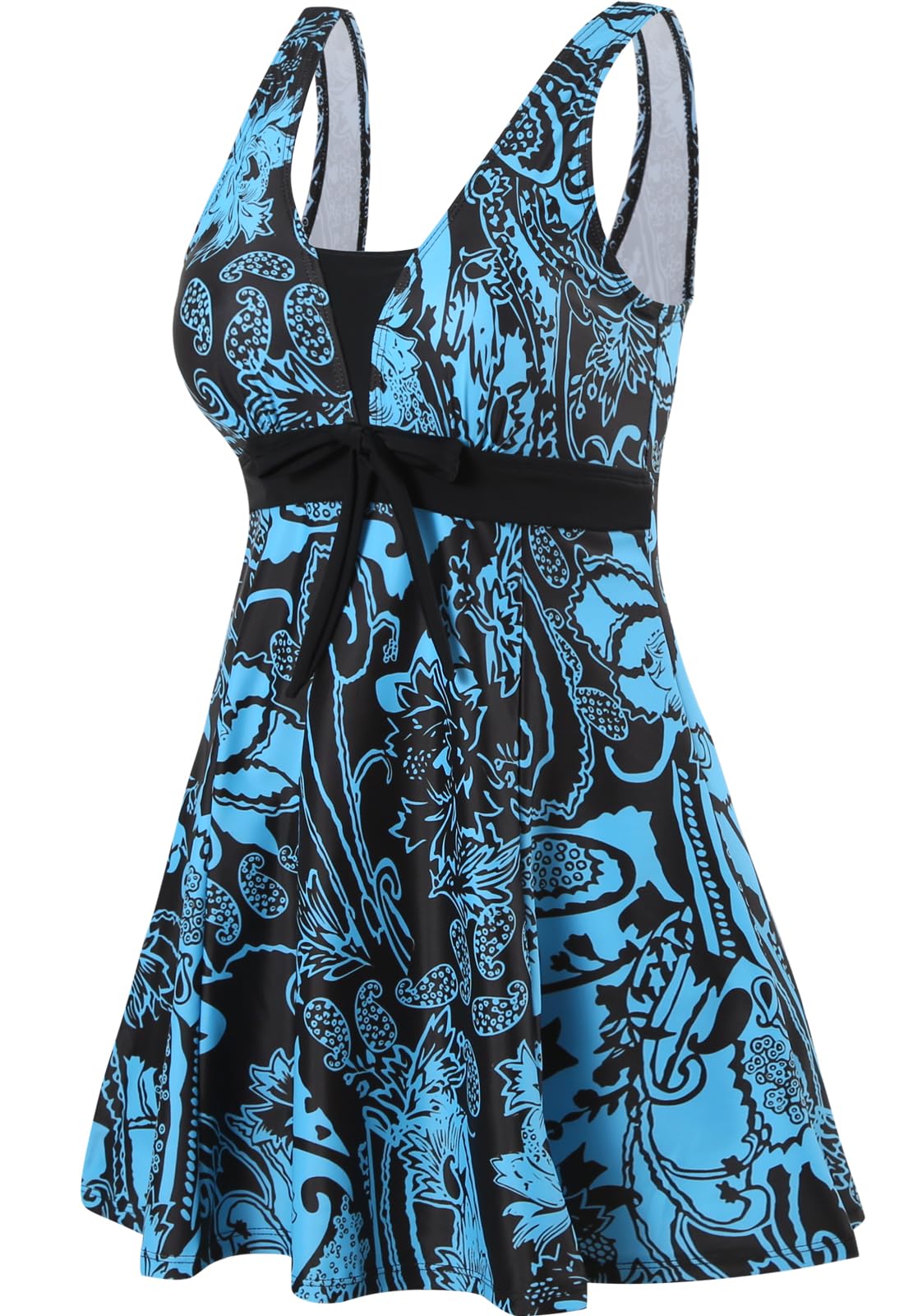 Badeanzug Damen Elegant Einteiliger Schwimmanzug Retro Strandmode Bademode Badeanzugkleid Baderock