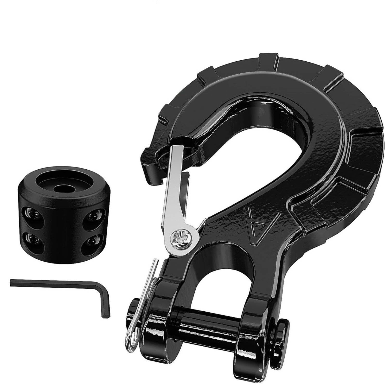 Colcolo Gancho de Remolque para Vehículo de de Recuperación de Accesorio de Remolque con Curvo y Palanca Metálica Acero Aleado G70, Negro
