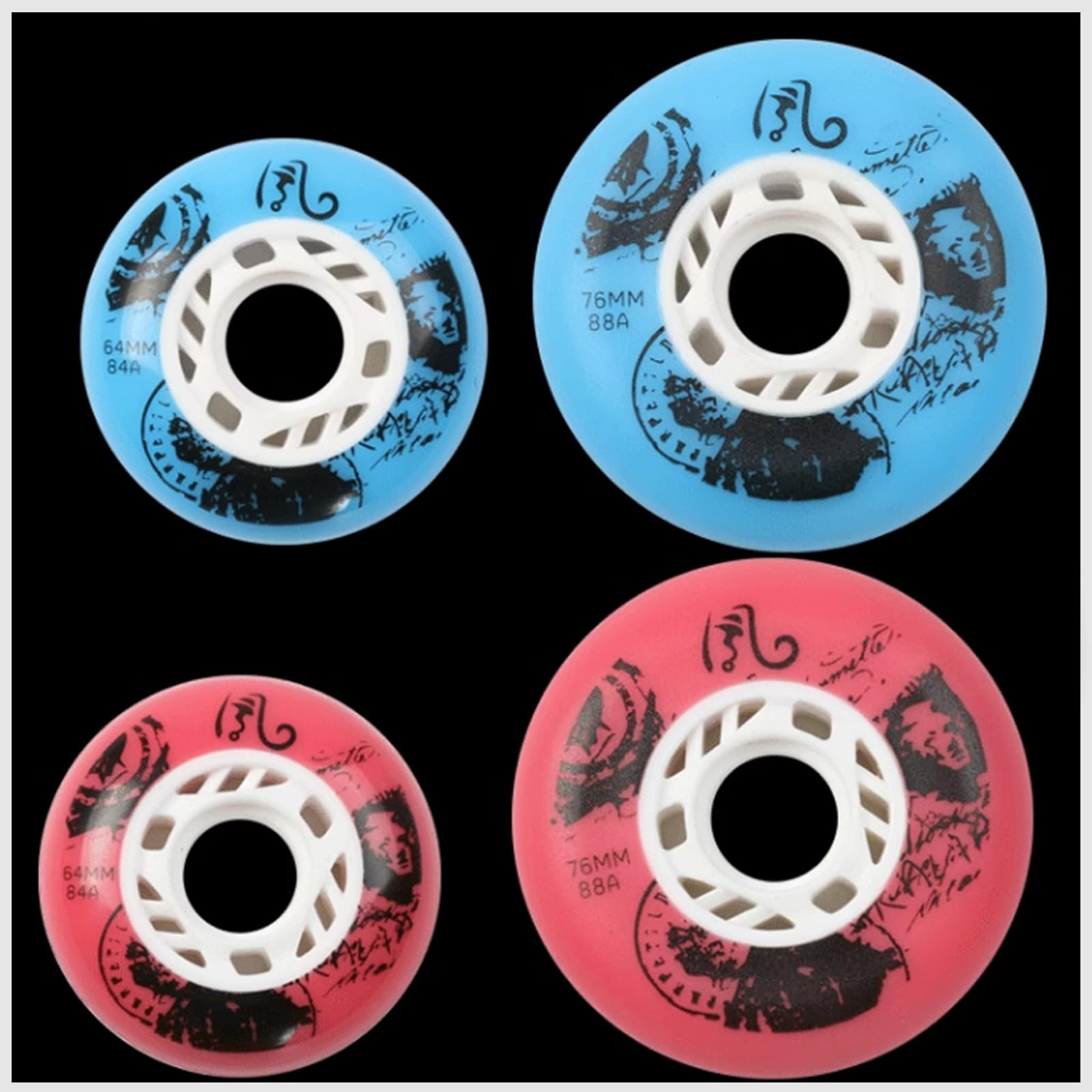 Rotelle per pattini in linea Ruote per pattini in linea 64mm68mm70mm72mm76mm80mm (confezione da 4), ruote per pattini a rotelle 84A 88A, per sostituzione ruote per pattini a rotelle, ruote da allenam