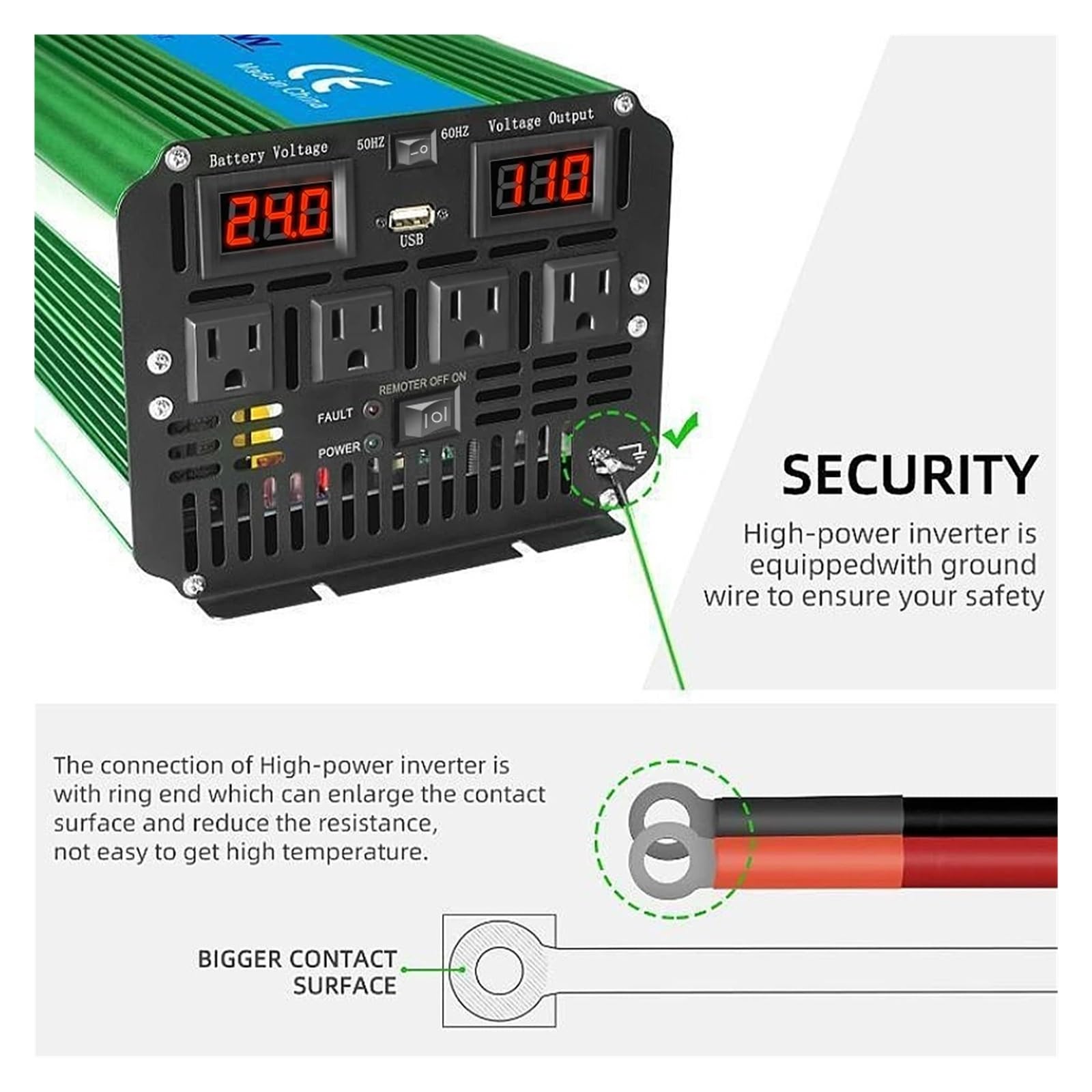 Convertidor Inversor Transformador Inversor Onda Sinusoidal Pura 3500/7000W 4000/8000W 50 Hz/60Hz CC 12 V/24 V A CA 110 V/220 V Control Remoto LED Convertidor Múltiples Enchufes.(7000W 12V 60hz UN)