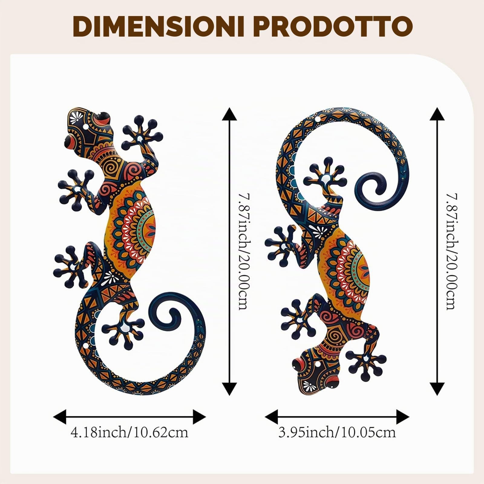 Decorazione da Parete a Forma di Geco, 2 Pezzi, Scultura da Appendere in Ferro, Decorazione da Esterno per, corridoio, Sala da Pranzo