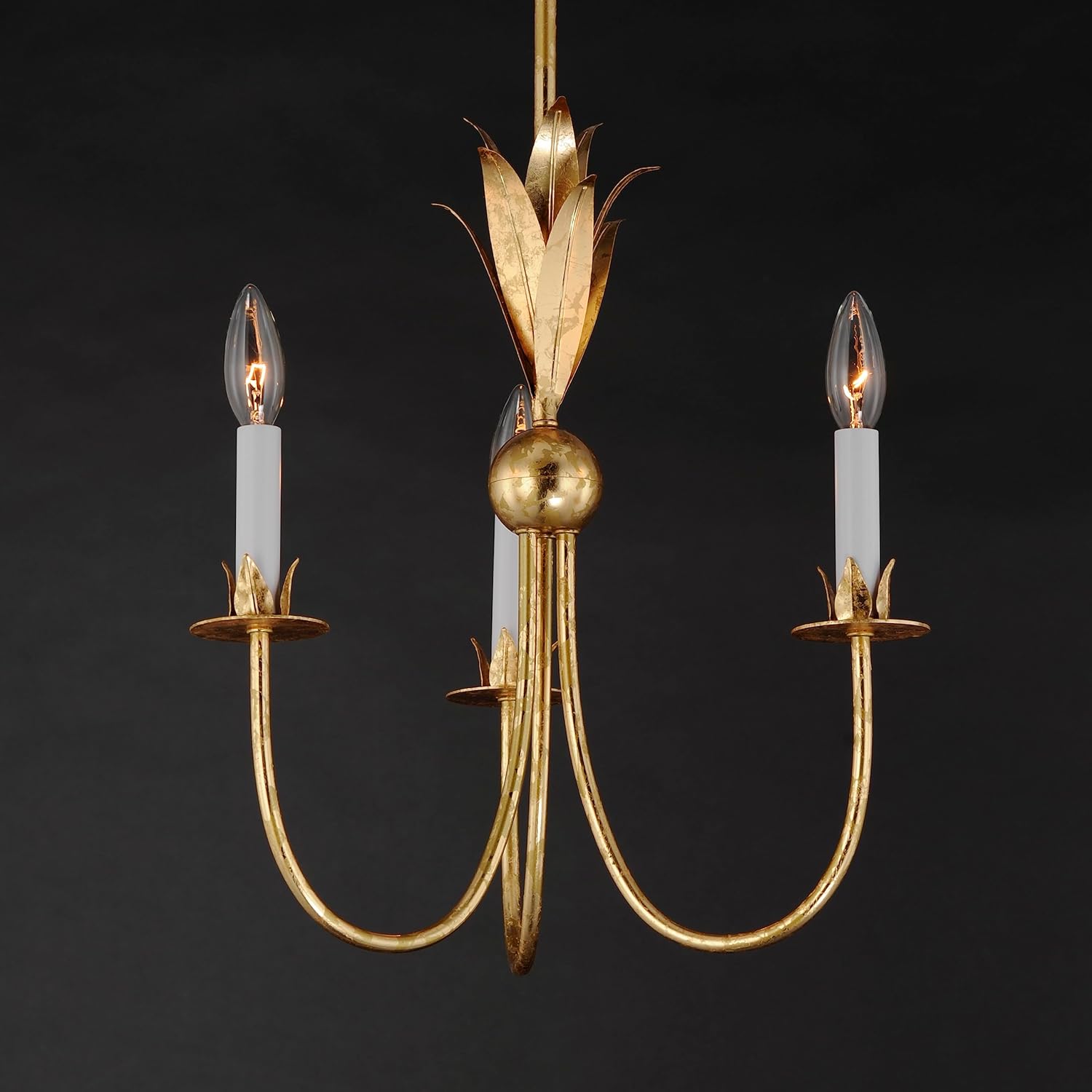 Maxim Lighting Paloma 3 Light Mini Pendant | Gold Leaf Finish with Feather-Inspired Details | Elegant Biophilic Design for Dining Room, Kitchen or Entryway | Dimmable Indoor Fixture | Model 2883GL