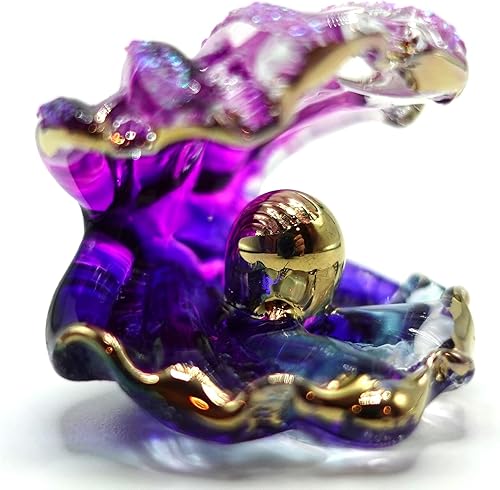 Miniatura 3 de Figuras en miniatura de nácar animales soplados a mano, arte de vidrio coleccionable, decoración de regalo, morado dorado