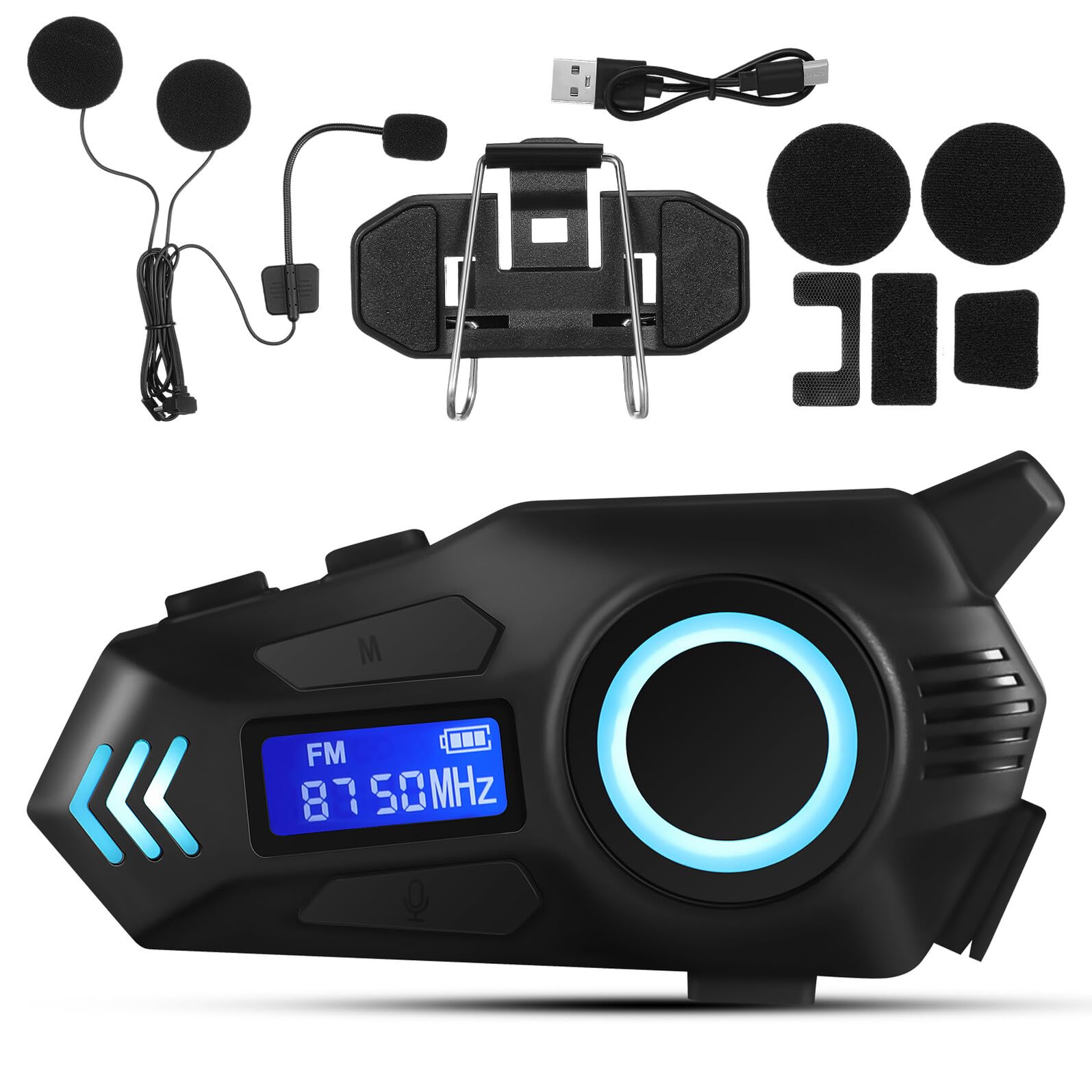 DOITOOL Écouteurs pour Casque de Moto Casque Audio pour Vélo sans Fil Accessoires Moto pour Communication Vocale avec Microphone Intégré