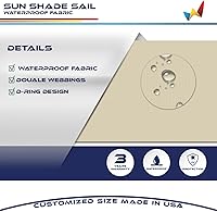 Vista 3 de Windscreen4less Toldo Vela de Sombra Solar Impermeable de 10'x15' Rectangular Cubierta de Toldo con Bloqueo UV para Patio Trasero, Terraza, Beige