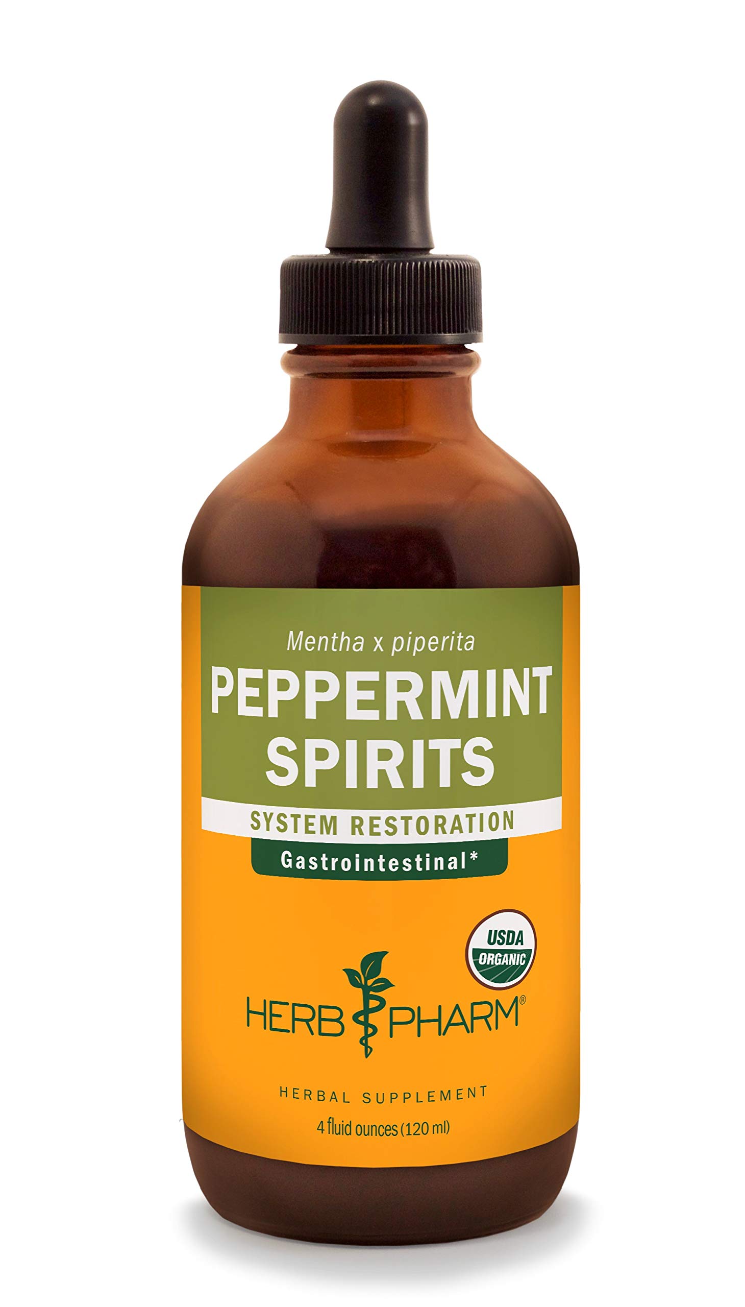 Herb Pharm Certified Organic Peppermint Spirits Liquid Extract Digestive Support Blend - 4 Ounce
