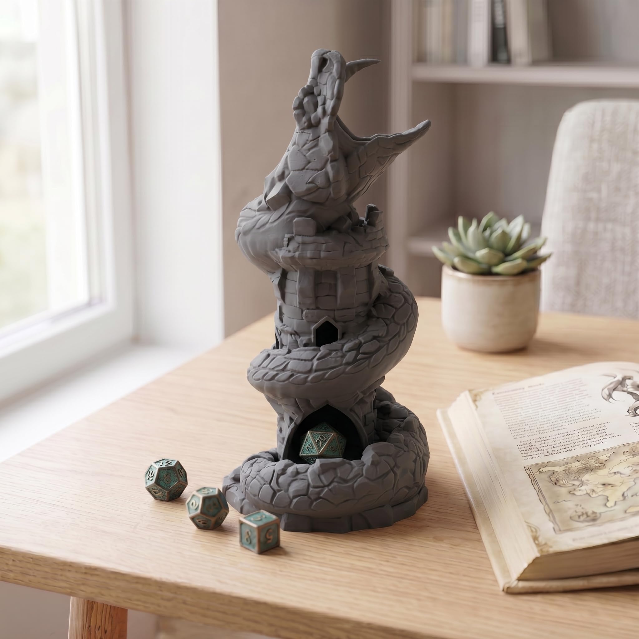 Basilisk Würfelturm für Würfel bis 25mm | DND Monster Dice Tower Made in Germany | Tabletop RPG Pen & Paper DSA Fantasy | Deko zum Bemalen | Geschenkidee Rollenspieler