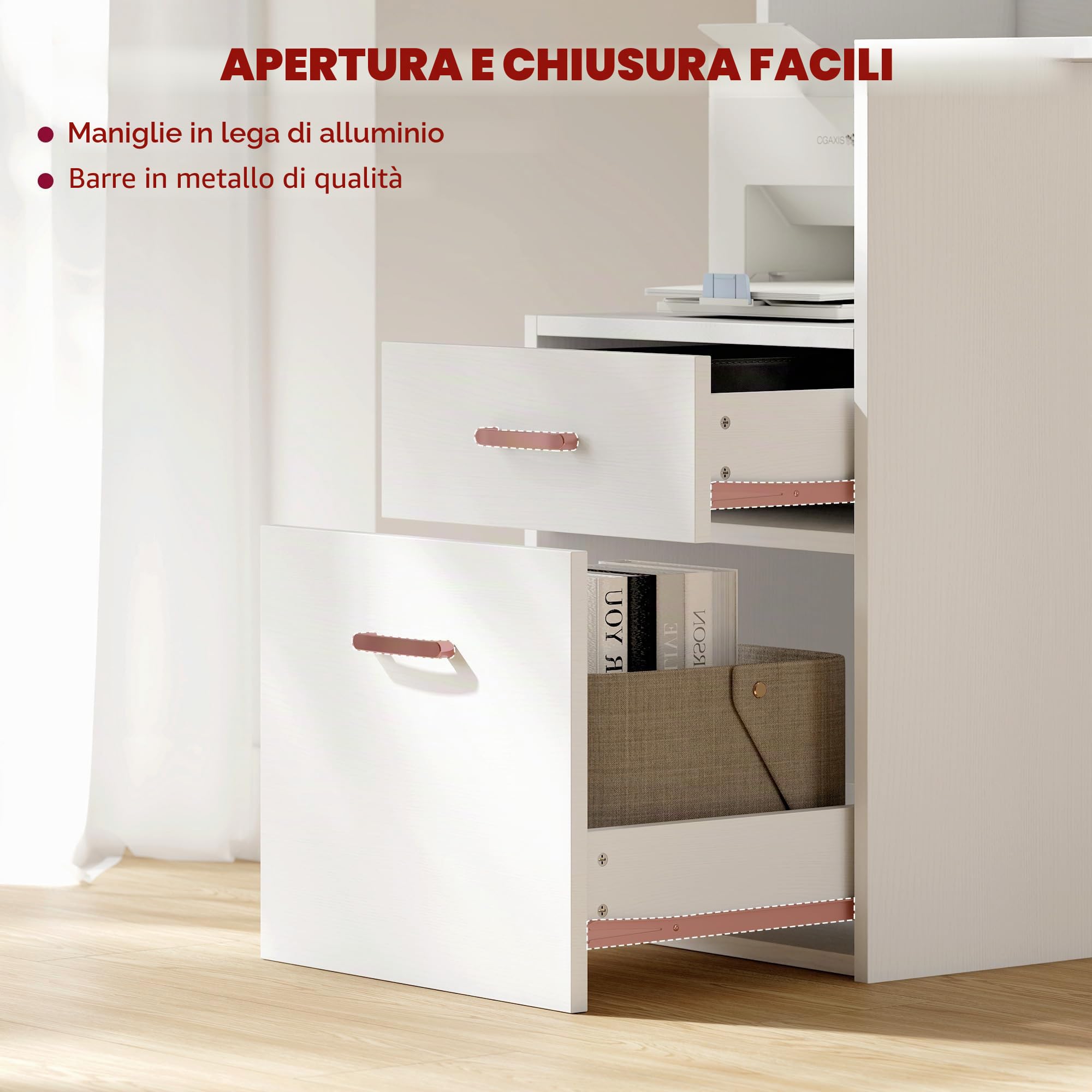HOMCOM Scrivania per computer con 2 cassetti, 137 x 55 x 92 cm, colore: Bianco