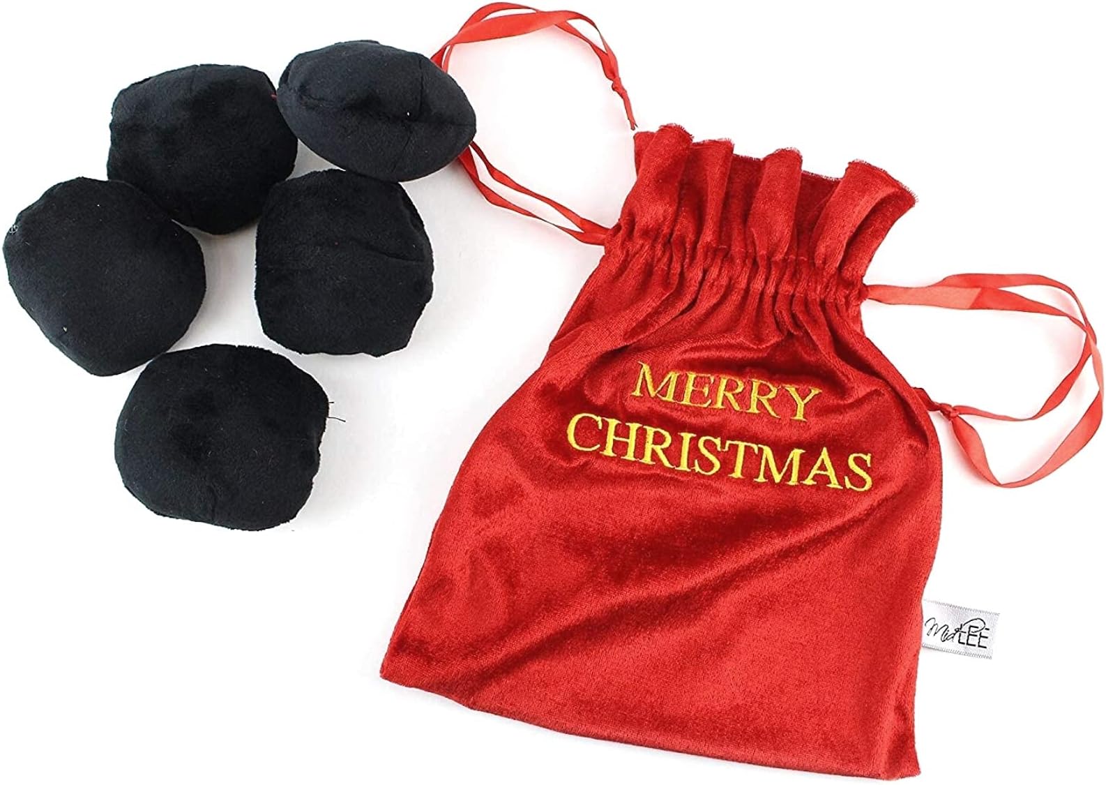 Bag of Coal Plush Christmas Dog Toy - 3"- Squeaky Interactive Pet Present