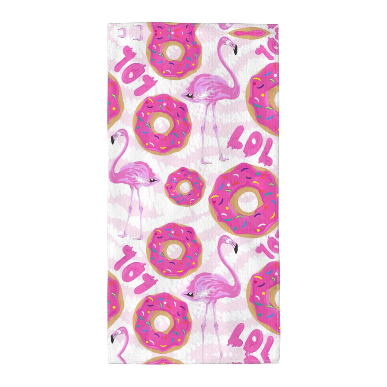 WYCZHY Flamingo And Donuts Printed Quick Dry Beach Towel For Camping Travel Vacation